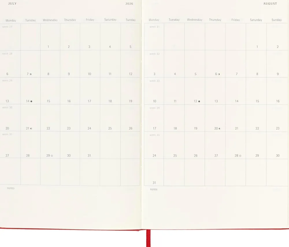 Moleskine Kalendarz tygodniowy 2026/2027 L - - Scarlet Red > Kalendarze Książkowe