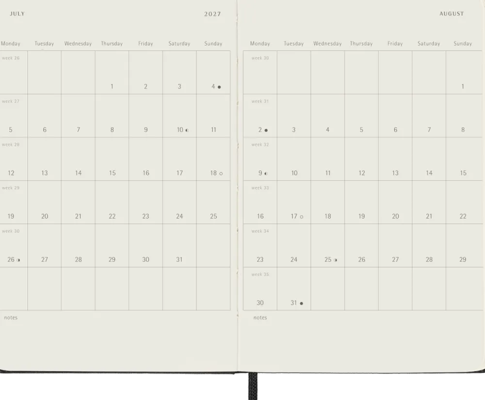 Moleskine Kalendarz tygodniowy 2026/2027 P - - Black > Kalendarze Książkowe