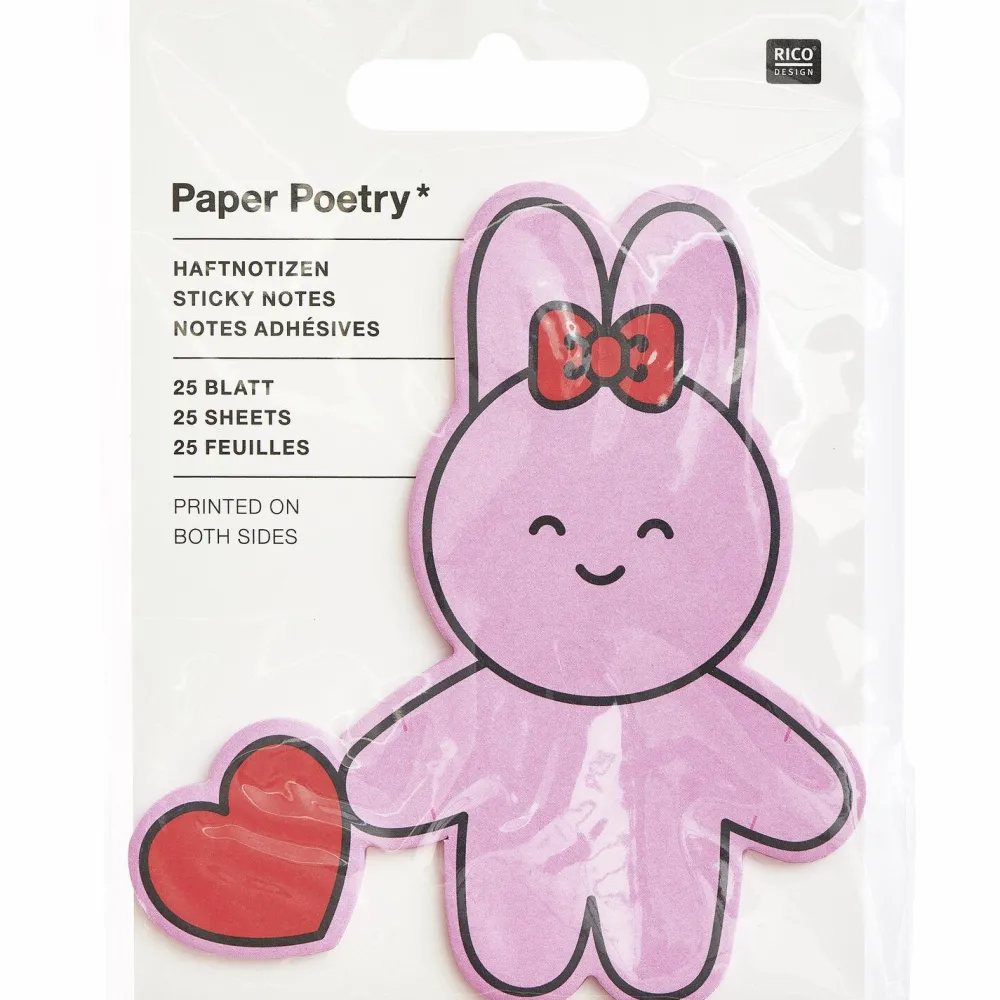 Rico Design Karteczki samoprzylepne Bunny 8,6 x 9,3 cm - Paper Poetry - 25 szt. > Karteczki Samoprzylepne