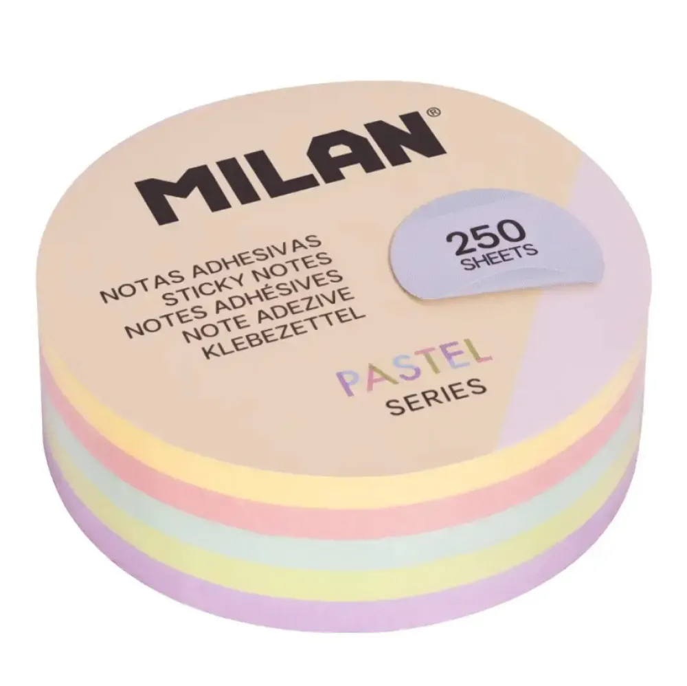 Milan Karteczki samoprzylepne okrągłe - - pastelowe 6,7 cm 250 szt.