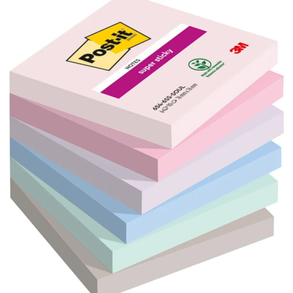 Post-it Karteczki samoprzylepne Soulful 76 x 76 mm - - 6 x 90 szt. > Karteczki Samoprzylepne