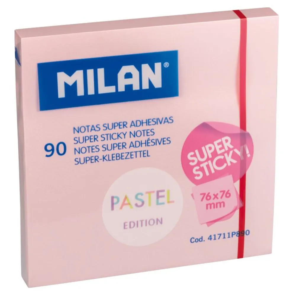 Milan Karteczki samoprzylepne Sticky Notes - - różowe, 90 szt.