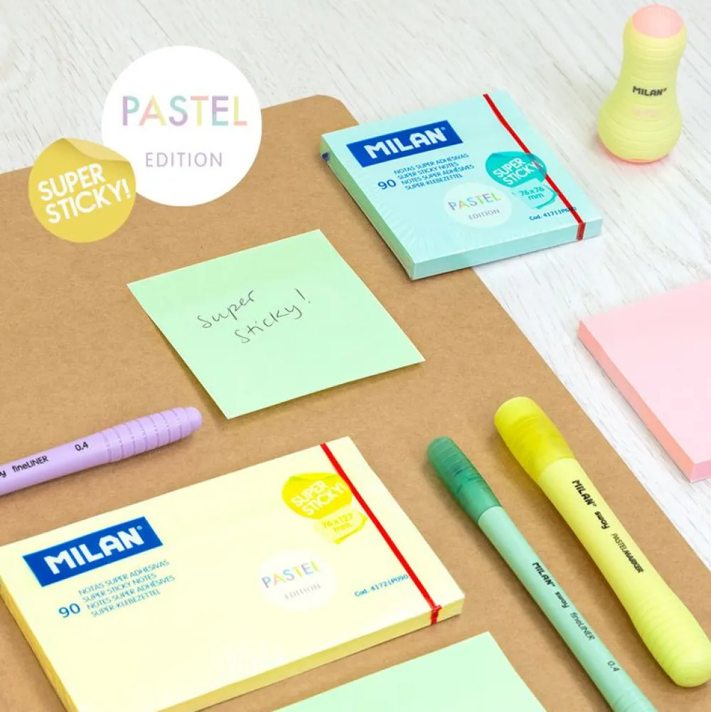 Milan Karteczki samoprzylepne Sticky Notes - - różowe, 90 szt.