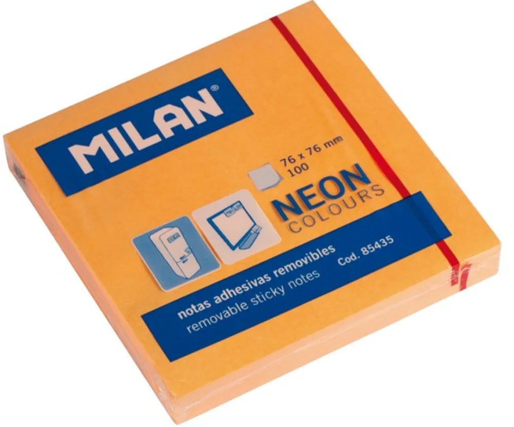 Milan Karteczki samoprzylepne 76 x 76 mm - - pomarańczowe, 100 szt. > Karteczki Samoprzylepne
