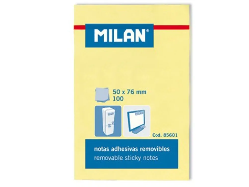 Milan Karteczki samoprzylepne 76 x 76 mm - - żółte, 100 szt. > Karteczki Samoprzylepne