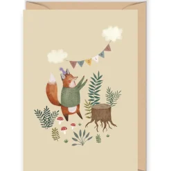 Cudowianki Kartka okolicznościowa - - Lisek jubilat, 12 x 17 cm