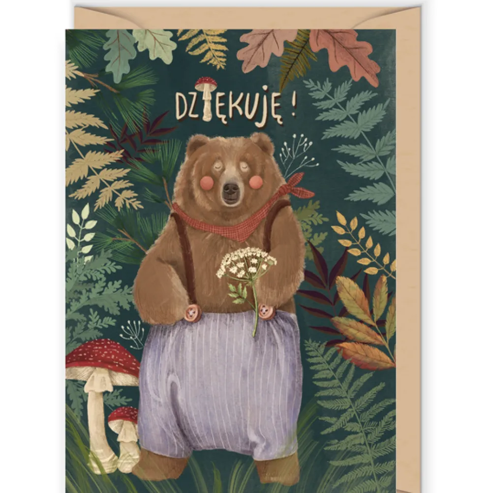 Cudowianki Kartka okolicznościowa - - Dziękuję z misiem, 12 x 17 cm > Kartki Okolicznościowe