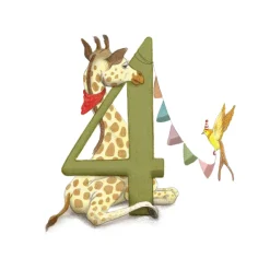 Hi Little Kartka okolicznościowa - - Żyrafa, 4 urodziny