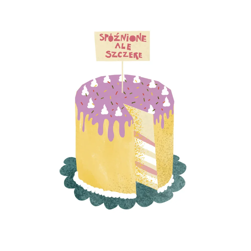 PiesKot Kartka okolicznościowa - - Spóźnione ale szczere, 14,5 x 14,5 cm
