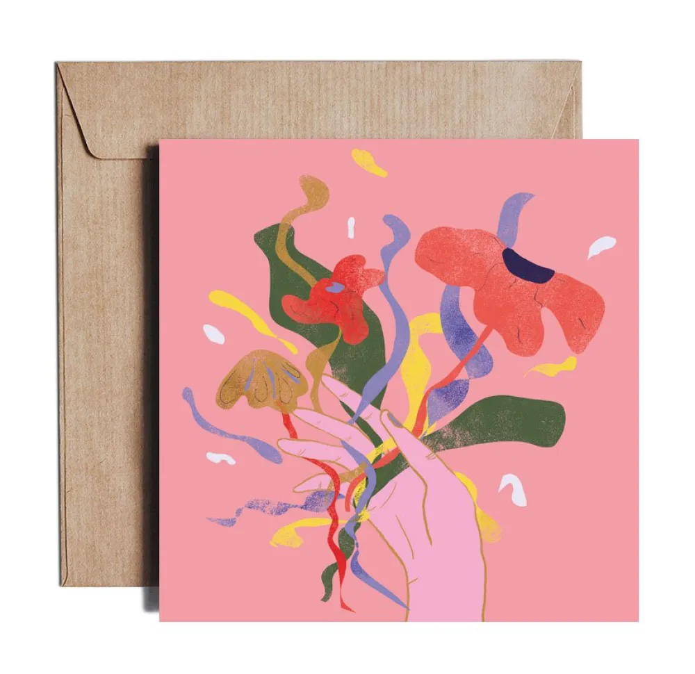 PiesKot Kartka okolicznościowa - - Flower power, 14,5 x 14,5 cm