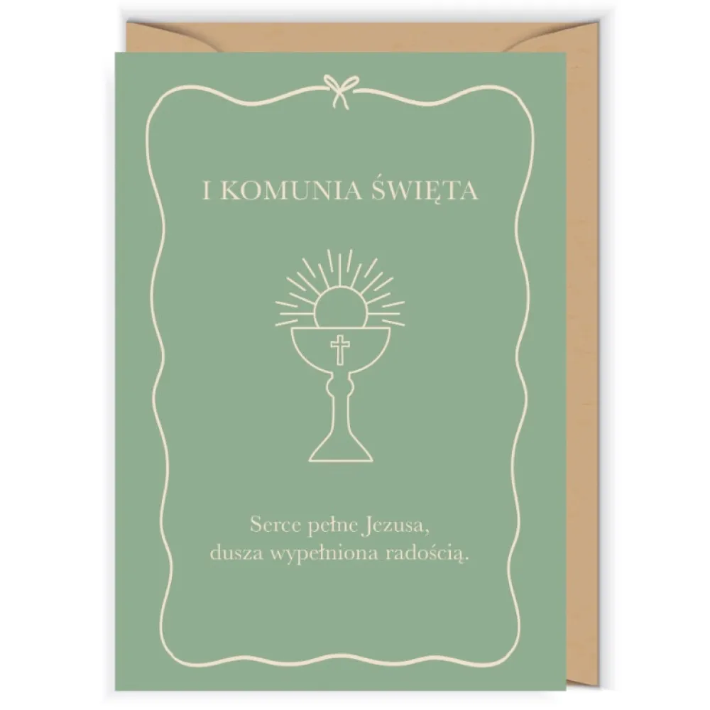 Cudowianki Kartka okolicznościowa 12 x 17 cm - - Komunia Kielich > Kartki Okolicznościowe