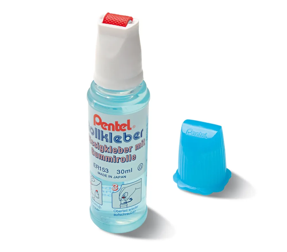 Pentel Klej w płynie z gumową rolką - - 30 ml > Kleje I Taśmy Klejące