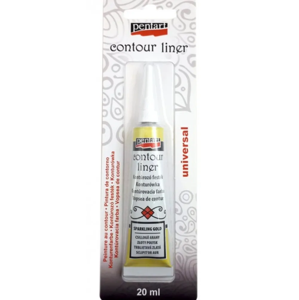 Pentart Konturówka do szkła - - złota brokatowa, 20 ml
