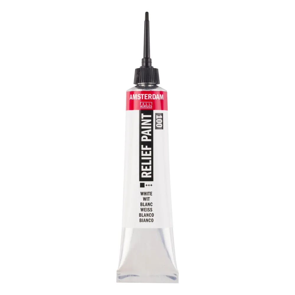 Amsterdam Konturówka do szkła Relief - - White, 20 ml