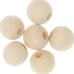 Rico Design Koraliki drewniane do makramy - - Natural, 30 mm, 6 szt.