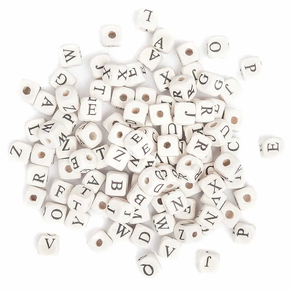 dpCraft Koraliki drewniane litery - - naturalne, 10 mm, 100 szt. > Koraliki