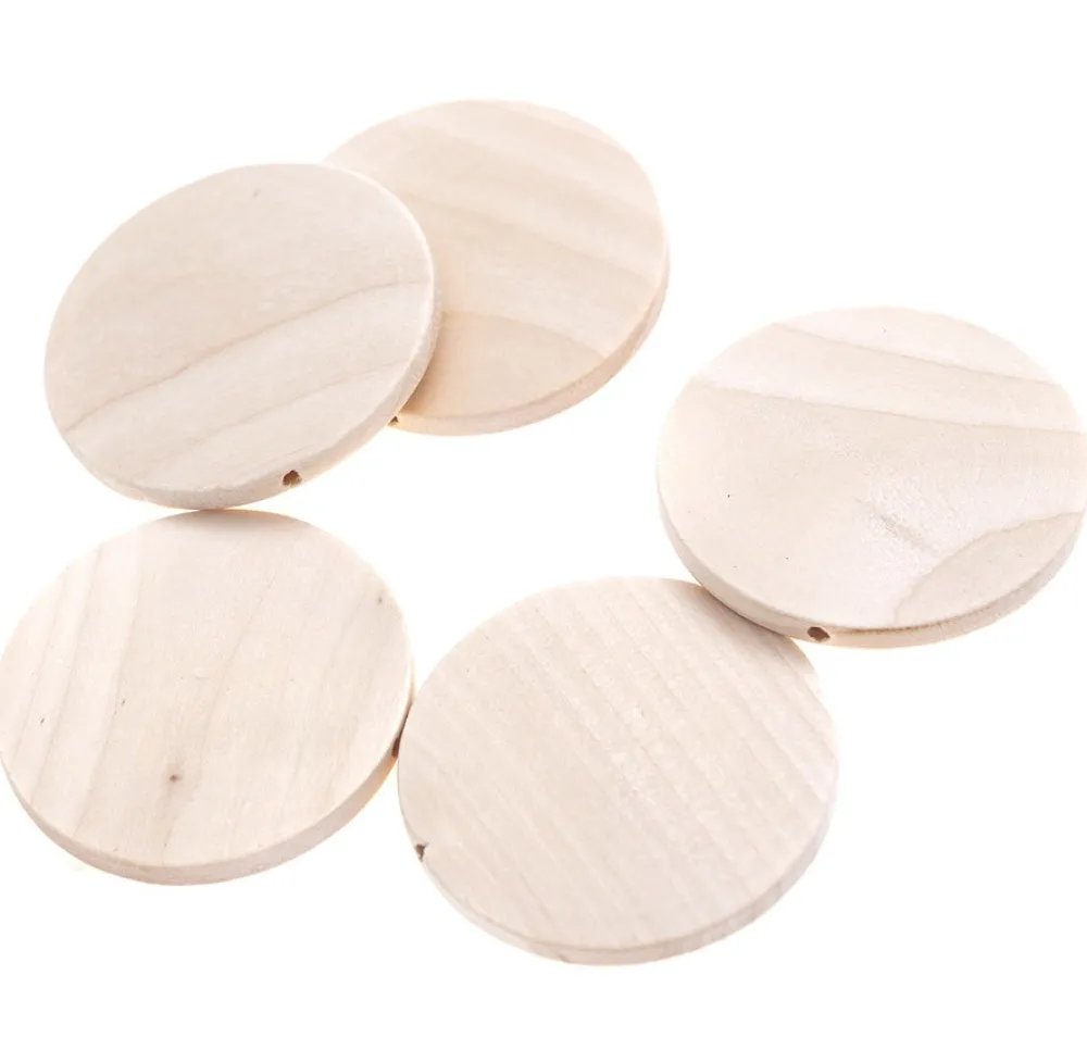 dpCraft Koraliki drewniane monety - - naturalne, 5 cm, 5 szt. > Drewniane