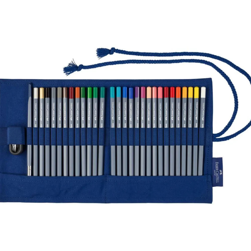 Faber-Castell Kredki akwarelowe Goldfaber Aqua w piórniku + pędzelek - - 27 kolorów