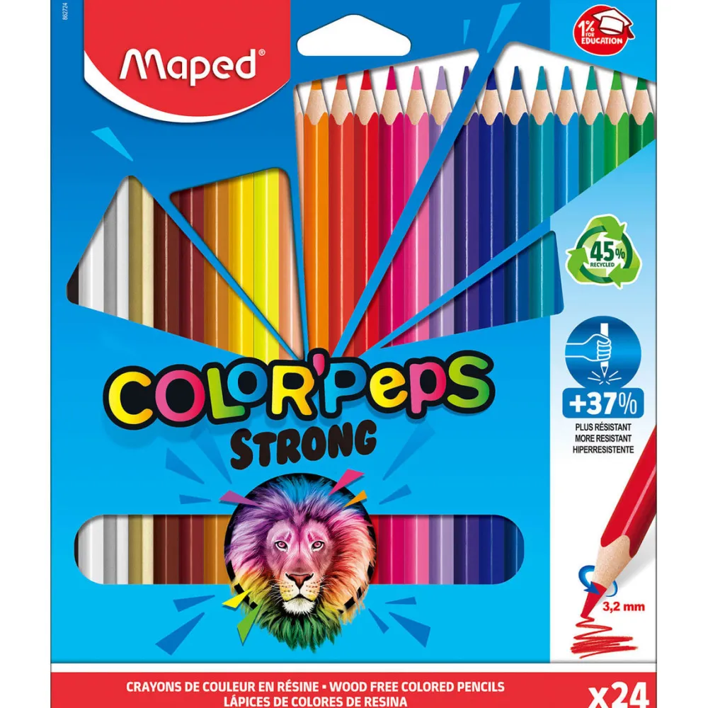 Dzieci Maped Kredki trójkątne Color' Peps Strong dla dzieci - - 24 kolory