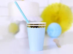 PartyDeco Kubeczki papierowe - niebiesko-złote, 220 ml, 6 szt. > Kubeczki Papierowe
