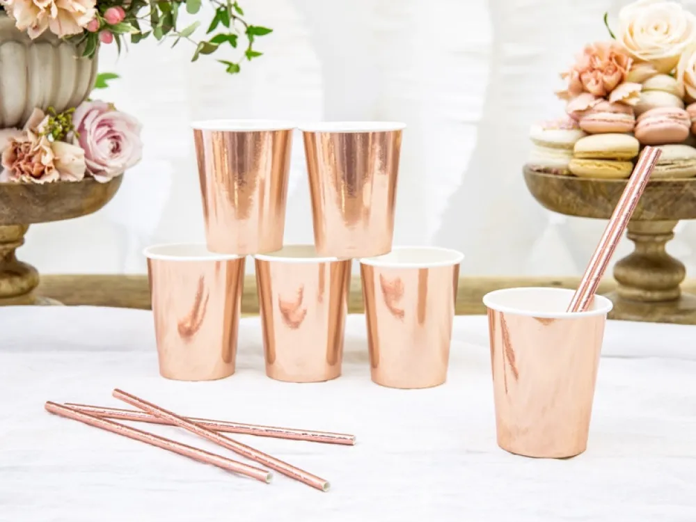 PartyDeco Kubeczki papierowe - różowe złoto, 220 ml, 6 szt. > Kubeczki Papierowe