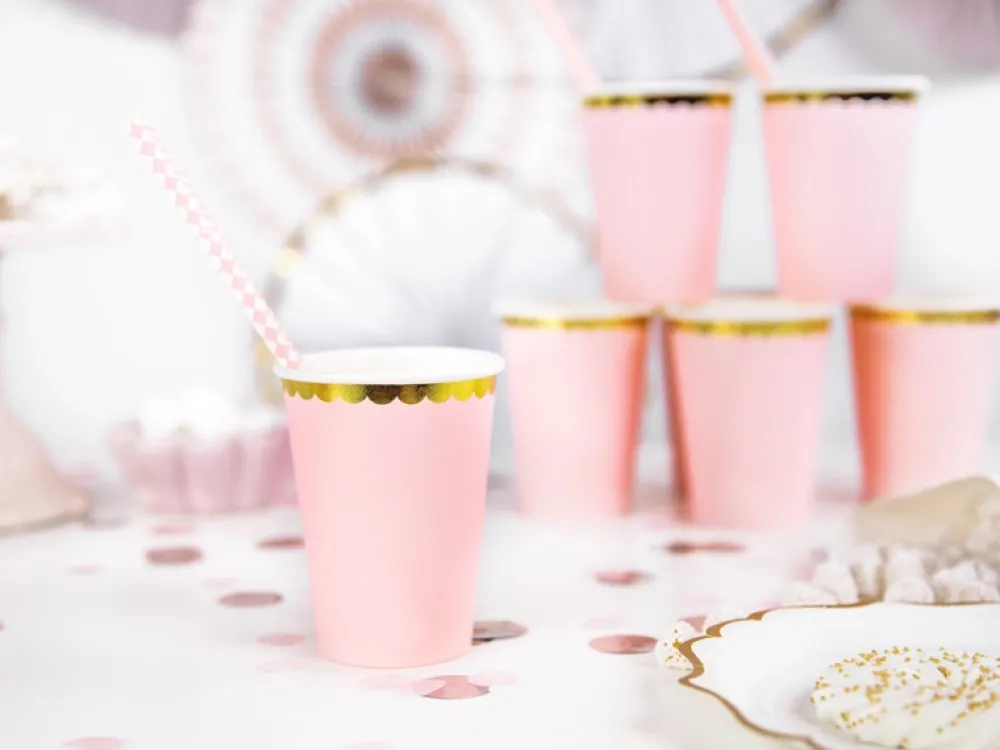 PartyDeco Kubeczki papierowe - różowo-złote, 220 ml, 6 szt. > Kubeczki Papierowe