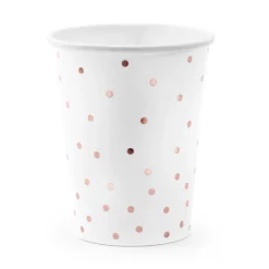 PartyDeco Kubeczki papierowe w różowe kropki - białe, 260 ml, 6 szt. ><noscript><img width=