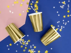 PartyDeco Kubeczki papierowe - złote, 220 ml, 6 szt.
