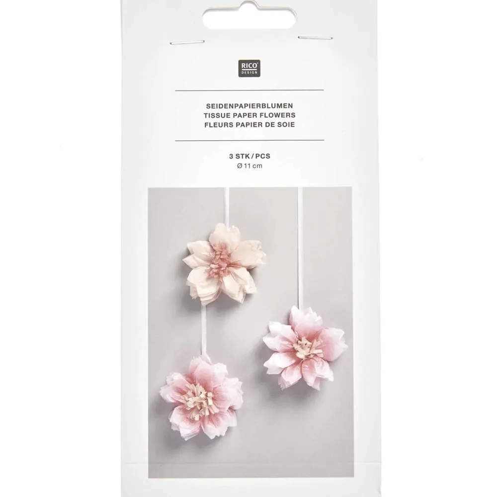 Rico Design Kwiaty Wiśni z bibuły - - różowe, 11 cm, 3 szt.
