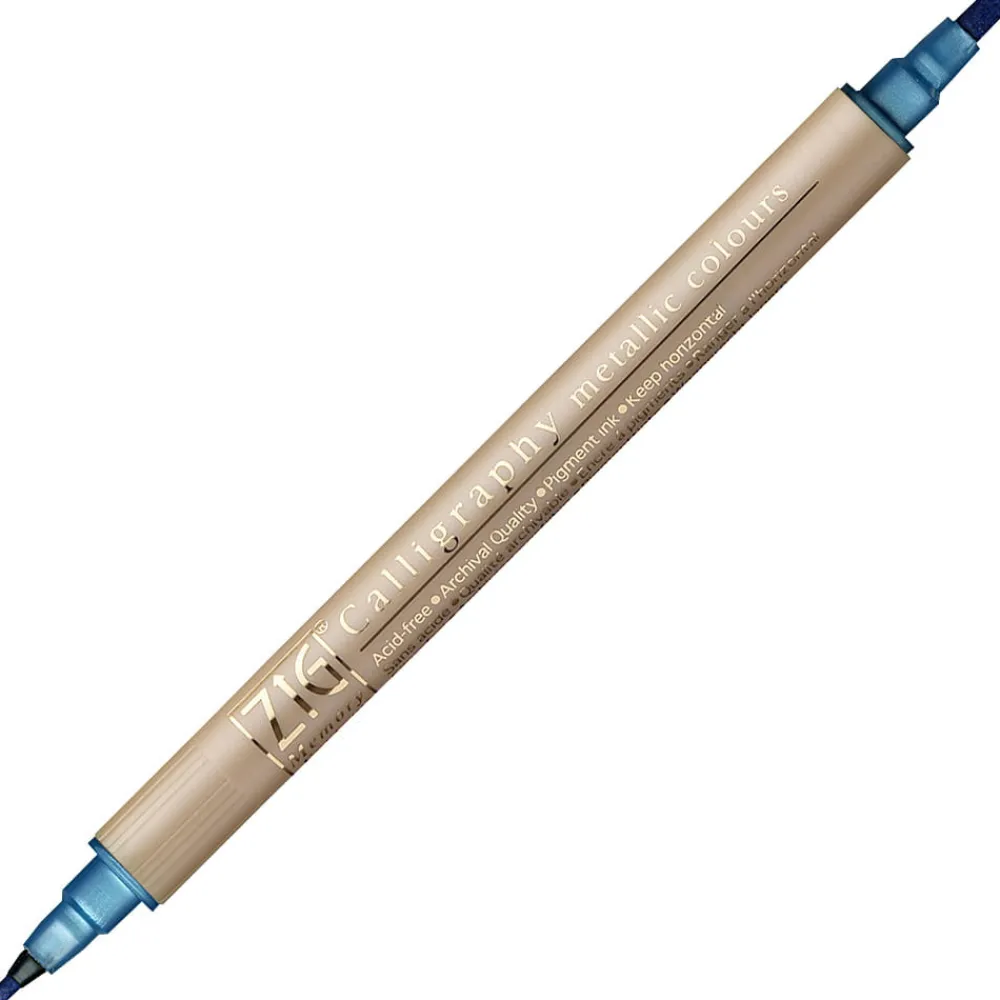 Kuretake Marker do kaligrafii ZIG Calligraphy Metallic - - dwustronny, niebieski > Pisaki Kaligraficzne