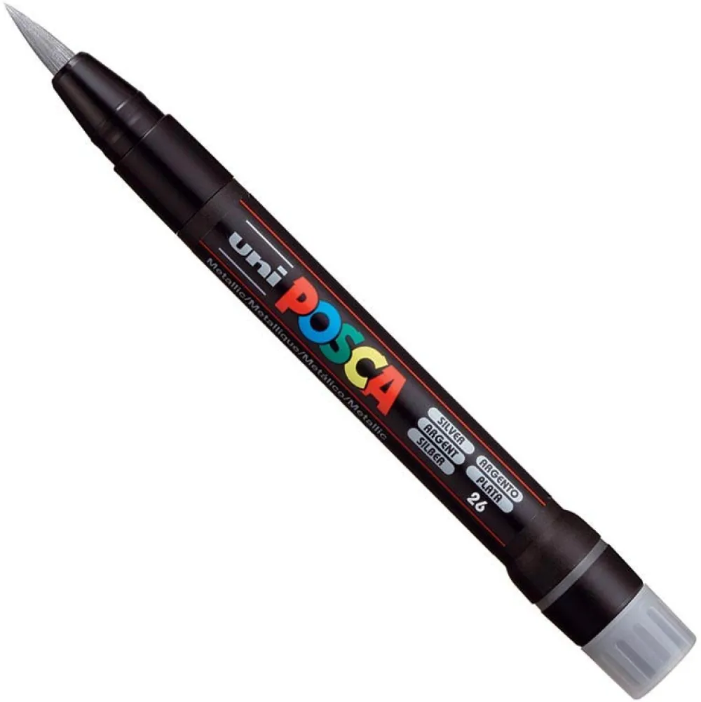 Uni Posca Marker pędzelkowy Posca PCF-350 - Uni - srebrny, silver > Markery, Brushpeny I Pisaki|Pisaki Kaligraficzne