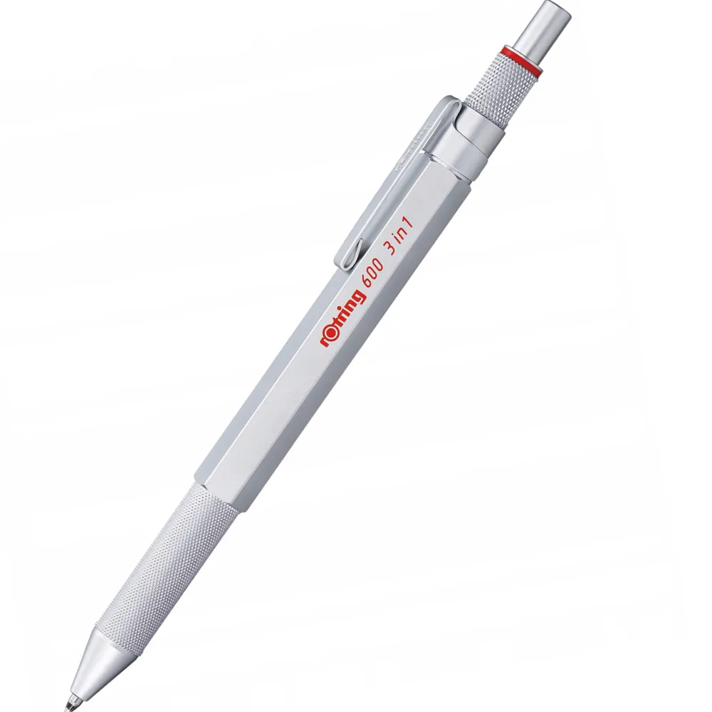 Rotring Multipen 600, ołówek i dwukolorowy długopis 3 w 1 - - Silver > Ołówki|Długopisy