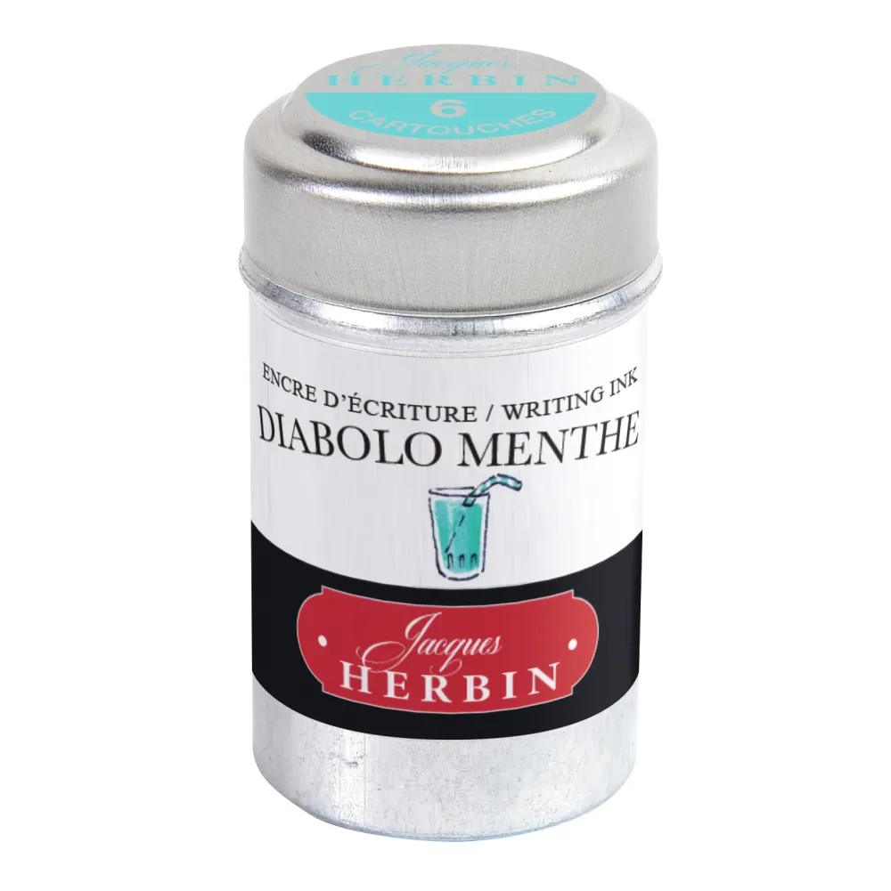J.Herbin Naboje atramentowe - - Diabolo Mint 6 szt.