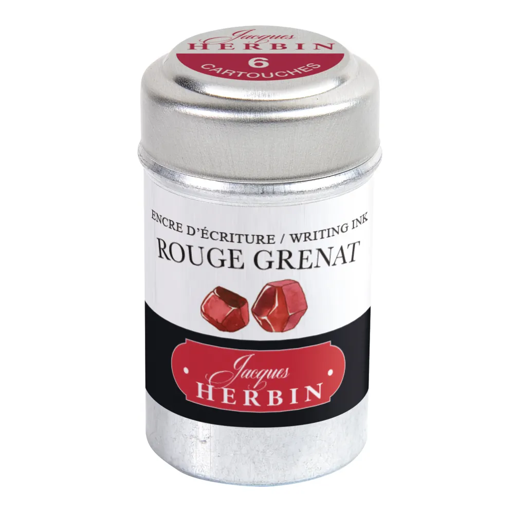J.Herbin Naboje atramentowe - - Garnet Red 6 szt.