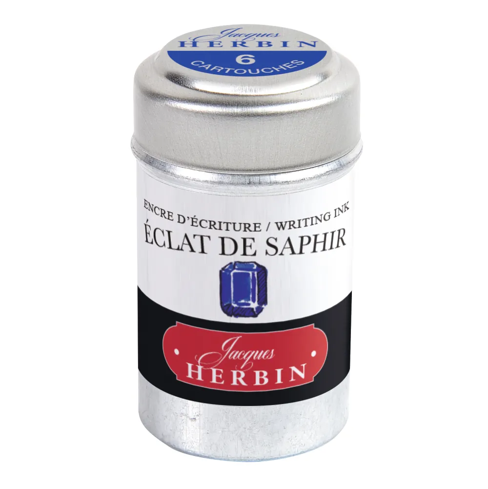 J.Herbin Naboje atramentowe - - Sapphire Sparkle 6 szt.