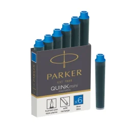 Parker Naboje atramentowe Quink mini do piór wiecznych - - niebieskie, 6 szt.