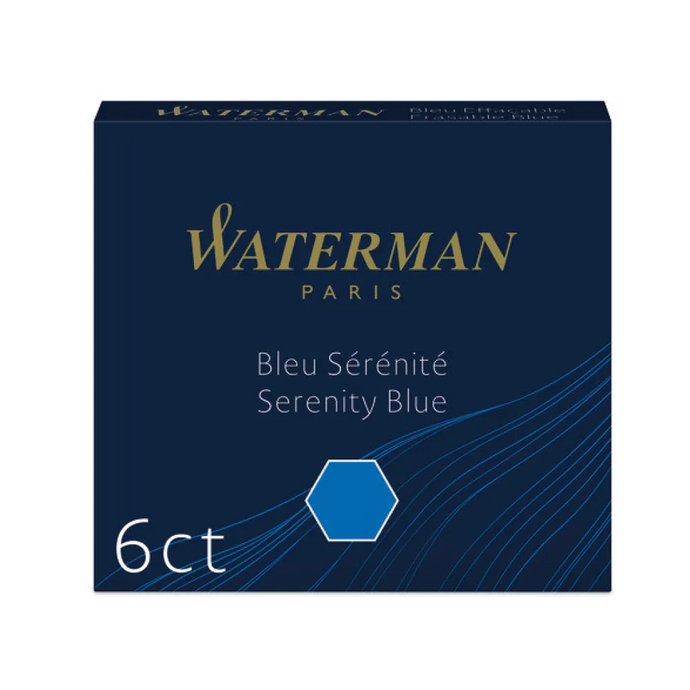Waterman Naboje atramentowe - - Short, Serenity Blue, 6 szt.