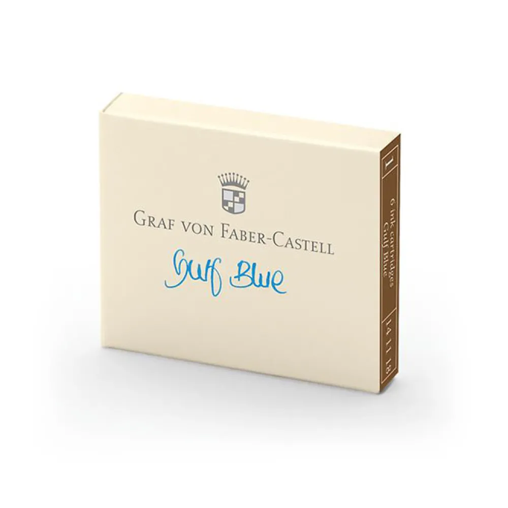 Graf Von Faber-Castell Naboje do piór wiecznych - - Gulf Blue, 6 szt.