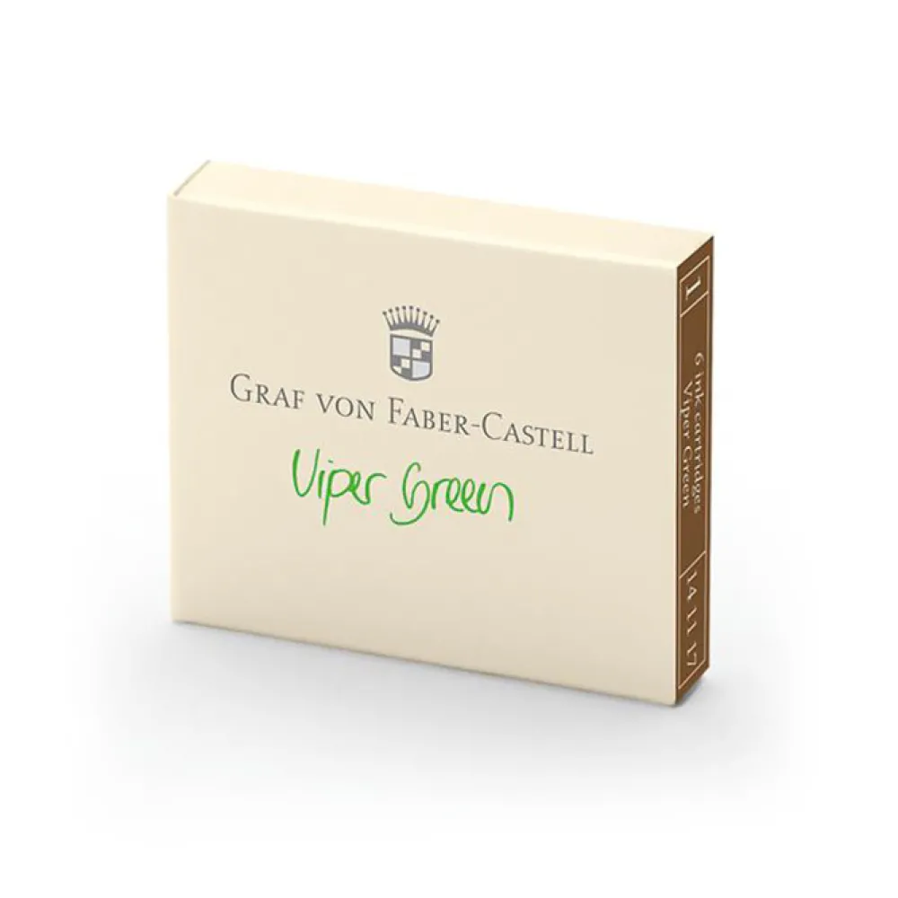 Graf Von Faber-Castell Naboje do piór wiecznych - - Viper Green, 6 szt.