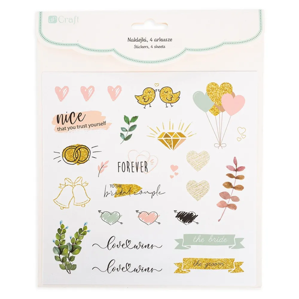 dpCraft Naklejki akwarelowe papierowe Love & Marriage - - 4 ark.