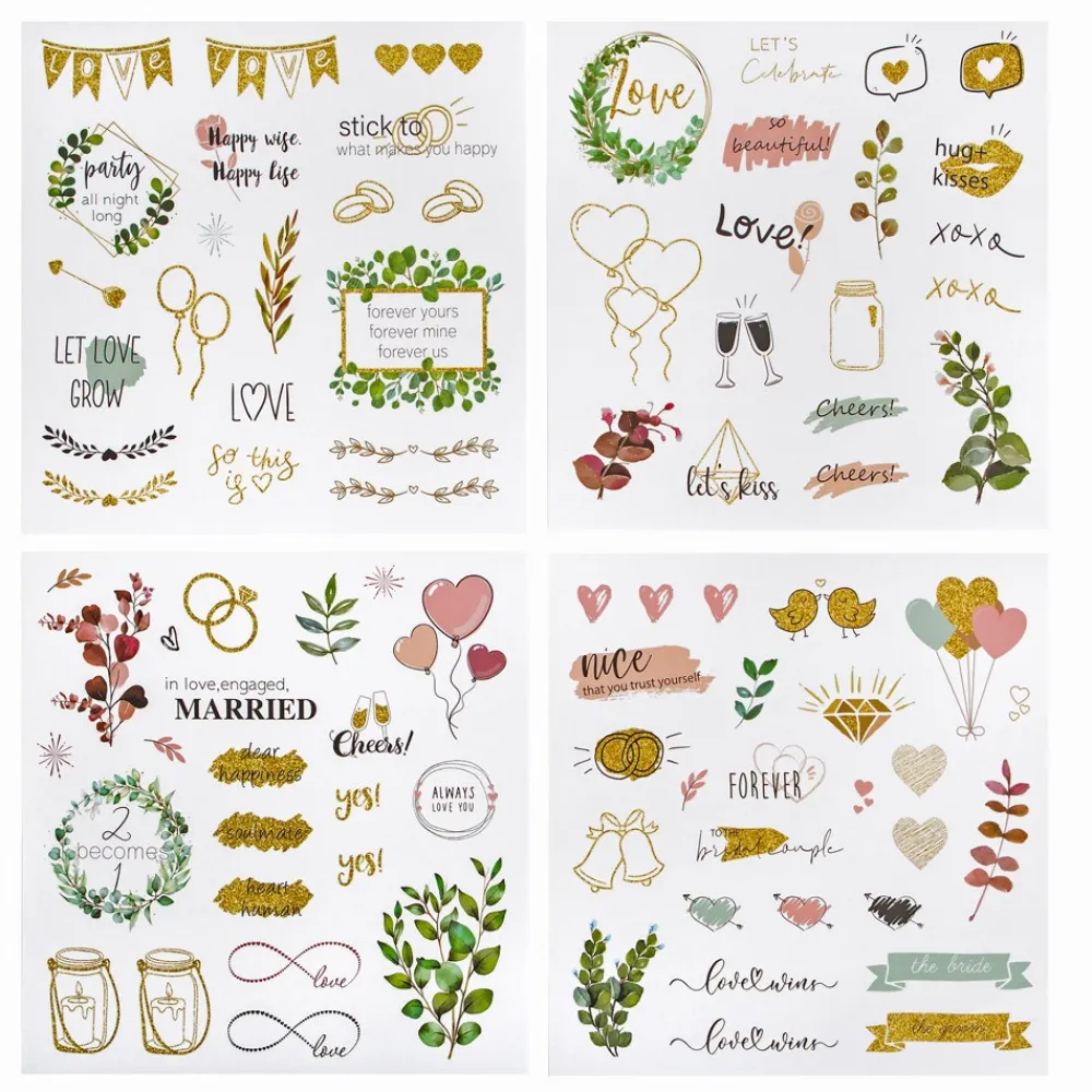 dpCraft Naklejki akwarelowe papierowe Love & Marriage - - 4 ark.