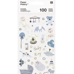 Rico Design Naklejki Baby Boy - Paper Poetry - niebieskie, 100 szt. ><noscript><img width=