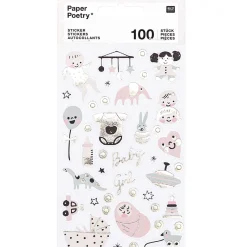 Rico Design Naklejki Baby Girl - Paper Poetry - różowe, 100 szt.