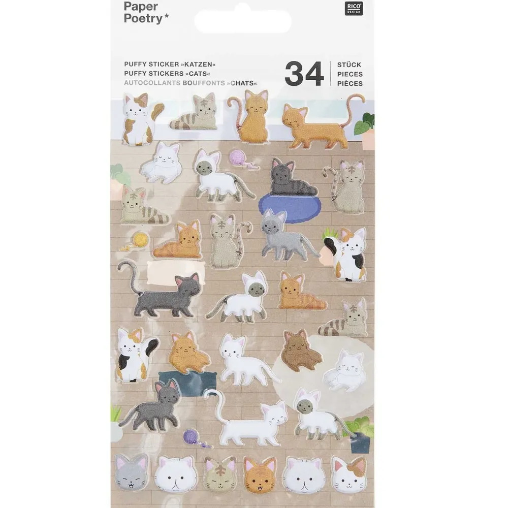 Rico Design Naklejki 3D Cats - Paper Poetry - 34 szt. > Naklejki