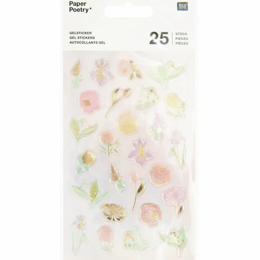 Rico Design Naklejki żelowe Flowers Pastel - Paper Poetry - 25 szt. > Naklejki