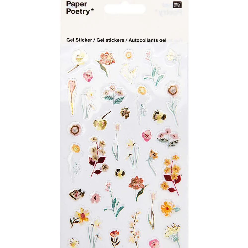 Rico Design Naklejki żelowe - Paper Poetry - kwiaty, 35 szt. > Naklejki