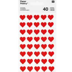 Rico Design Naklejki filcowe Serca - Paper Poetry - małe, czerwone, 40 szt.