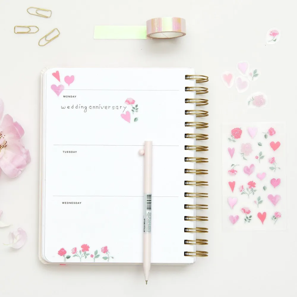 Rico Design Naklejki foliowe La Vie en Rose Hearts & Flowers - Paper Poetry