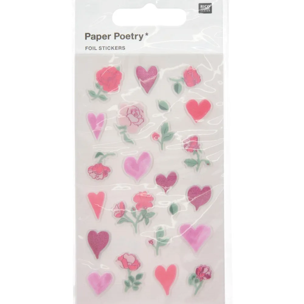 Rico Design Naklejki foliowe La Vie en Rose Hearts & Flowers - Paper Poetry