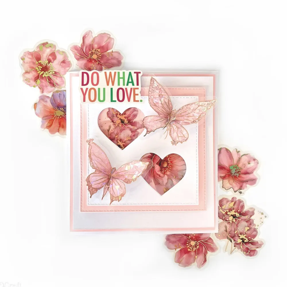 dpCraft Naklejki foliowe połyskujące Kwiaty - - Pink Blush 20 szt.